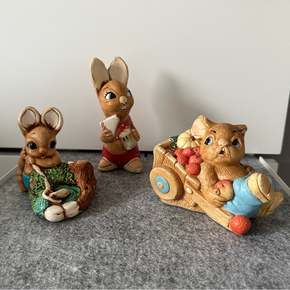 Lot of 3, 1960’s Hand-painted Vintage Pendelfin Figurines - Bunnies